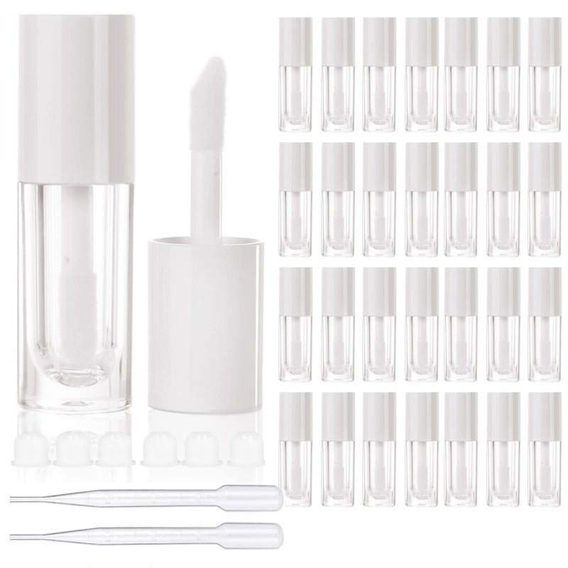 COSIDEA 30pcs White Empty 6ml 02oz Lip Gloss Tubes with Big Doe Foot WandRound Lipgloss ContainersConcealer Tube Cosmetic Packing Container Bulk Wholesale